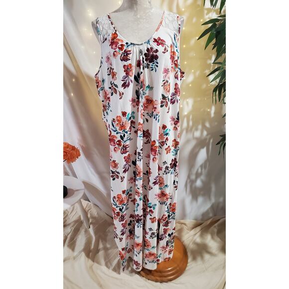 Garnet Hill Dresses & Skirts - Garnet Hill Green Cotton Organic Floral Lace Sleeveless Maxi Dress Size XL Eco
